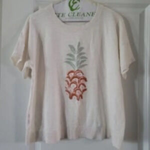 ANN TAYLOR LOFT PINEAPPLE SWEATER SHIRT SIZE LARGE